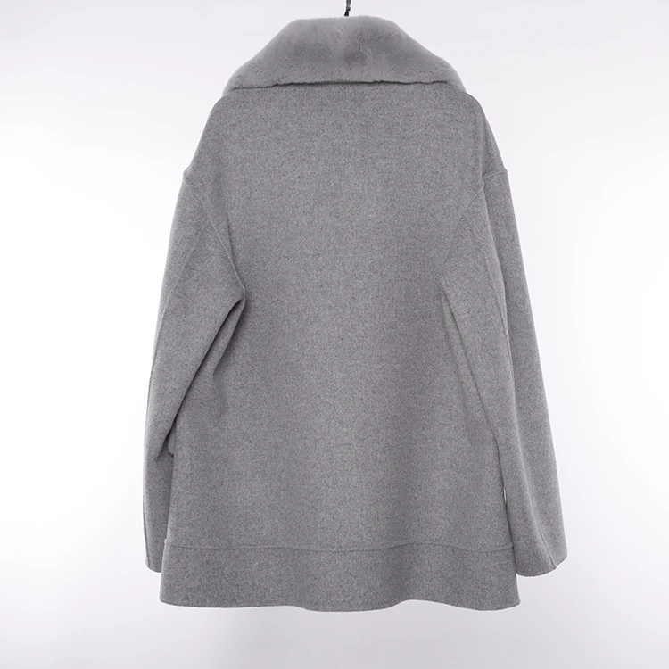 Онлайн оптом Европа США Мода Женский кашемировый длинный женщины носят Полушерстяное пальто для открытого воздуха Шинель куртка с мехом на