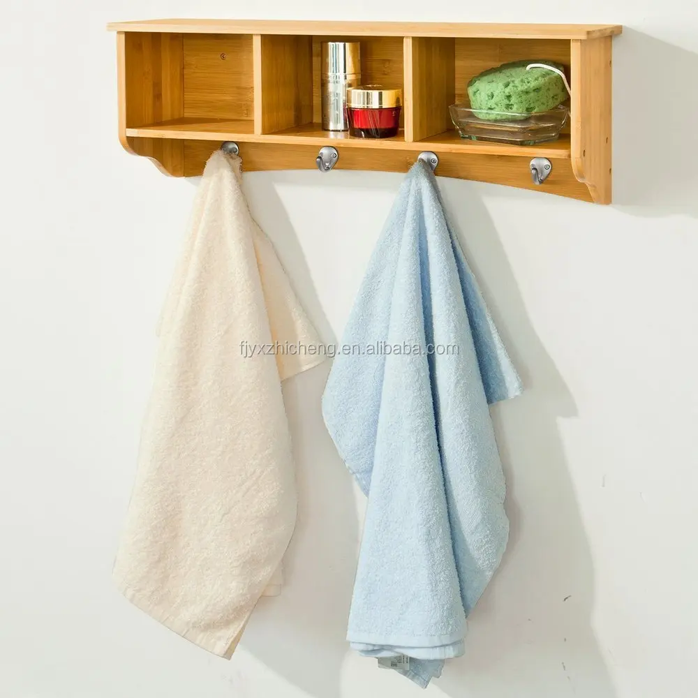 Bamboo Wall Mounted Towel Shelf With Alloy Hook Bathroom Accessories Storage Rack 3 Lattice Buy Wall Mount Bathroom Towel Rack Hanging Shelf With Hooks Kitchen Shelf With Hooks Product On Alibaba Com