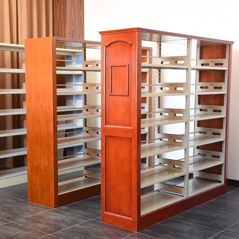 Double Side Wooden Guard Metal Library Bookshelf Dimensions