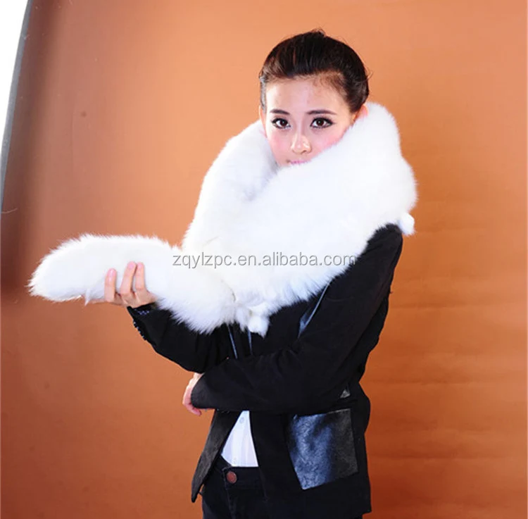 Whole skin real white fox fur scarf warm winter fashion fox fur shawl