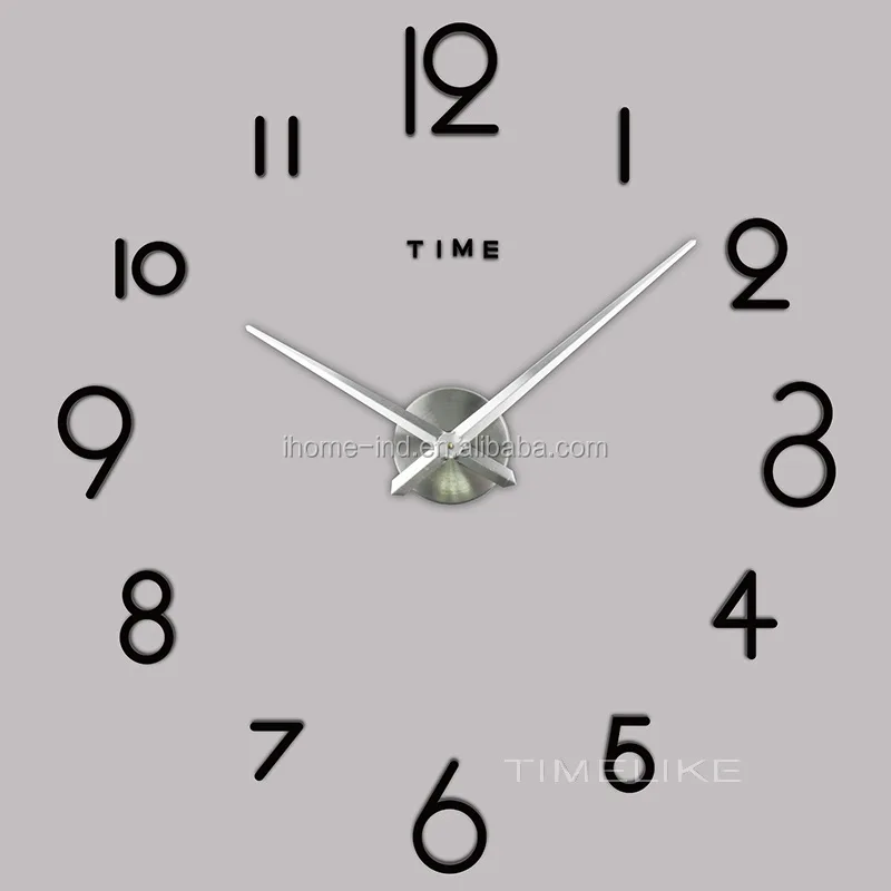 Nordic Large Decorative Clocks Wall 3D Diy Clock Big Size Mirror Creative Digital Horloge