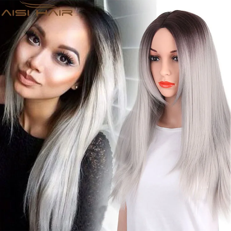 26 inch grey wig best sale