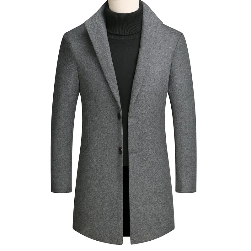 Men's New Slim coton élégant Trench Manteau D'Hiver Mi-Longue Veste Casual Pardessus