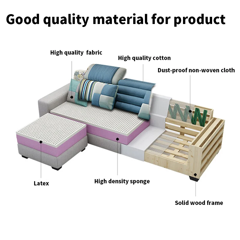 Home Furniture General Use and Living Room Sofa Fabric Corner Sofa L Shaped Sofa