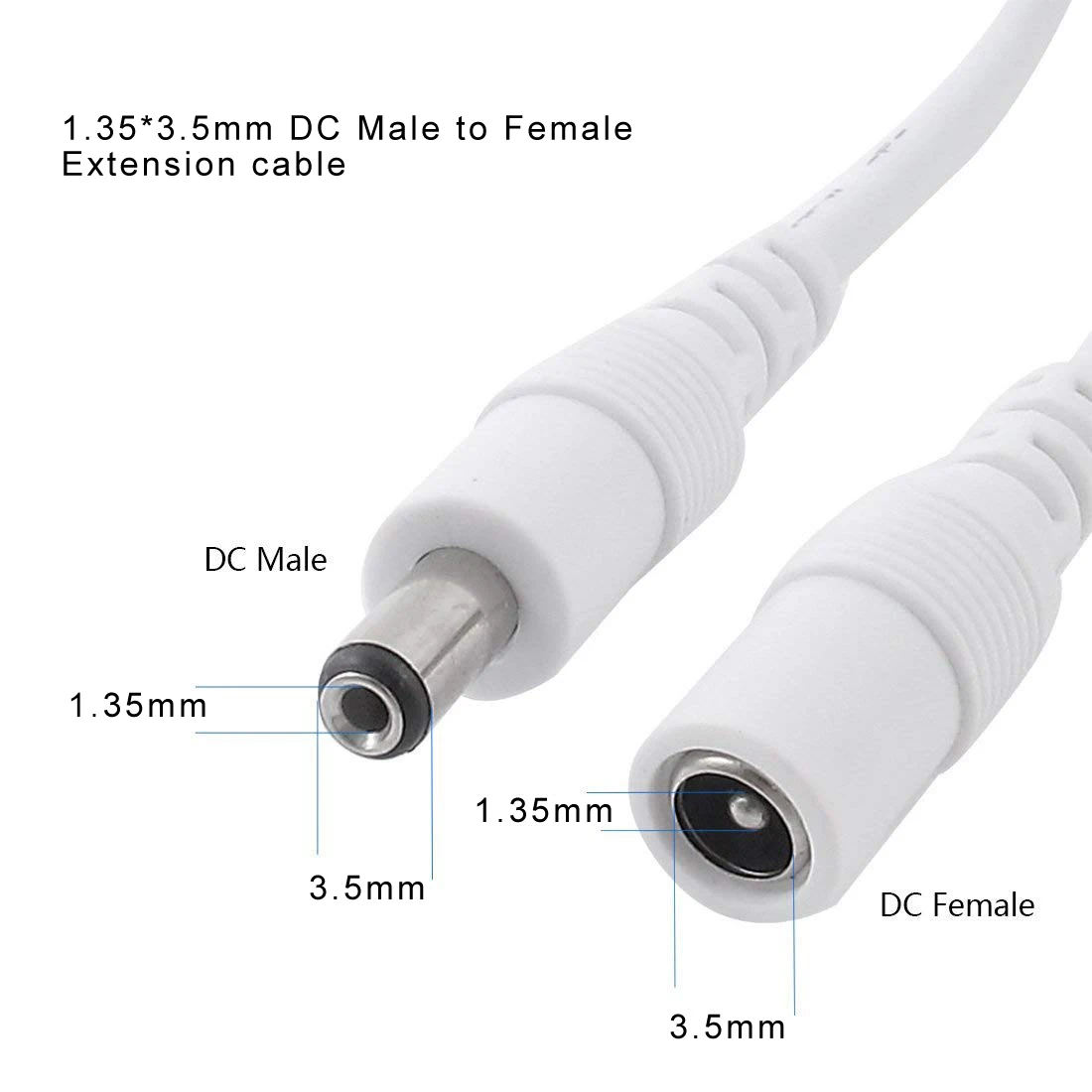 33FT(10m) 2.1x5.5mm DC 12V Power Adapter Extension Cable, Male to