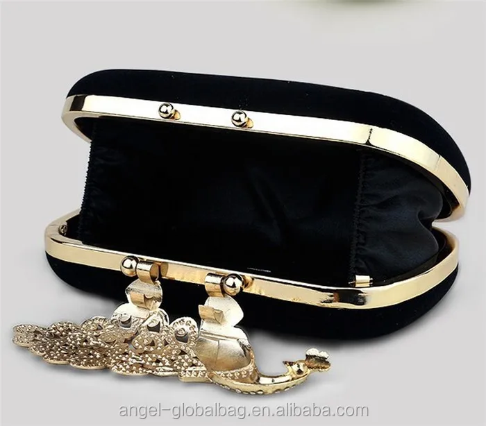 Black and Gold Peacock Evening 2024 Clutch