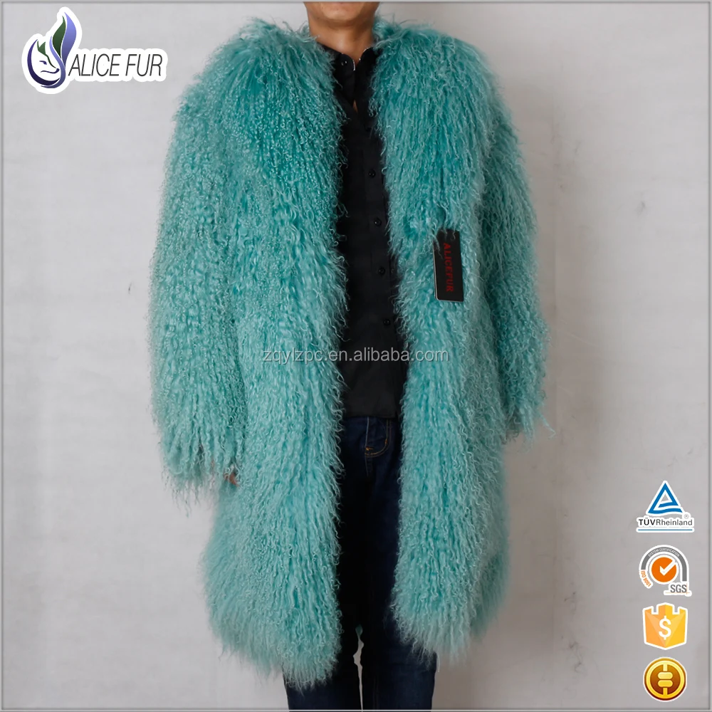 Mongolian Tibetan Lamb Fur Scarf Turquoise