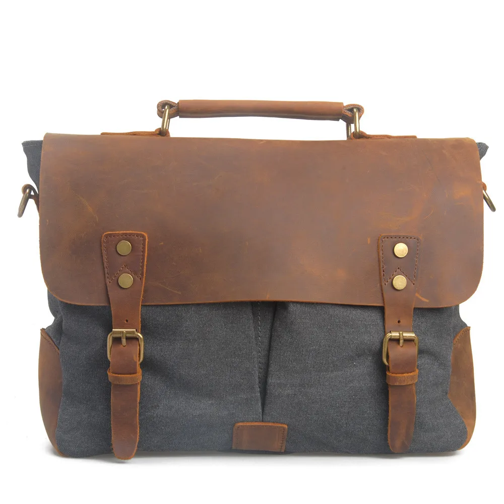 Mens small vintage leisure leather shoulder messenger bag