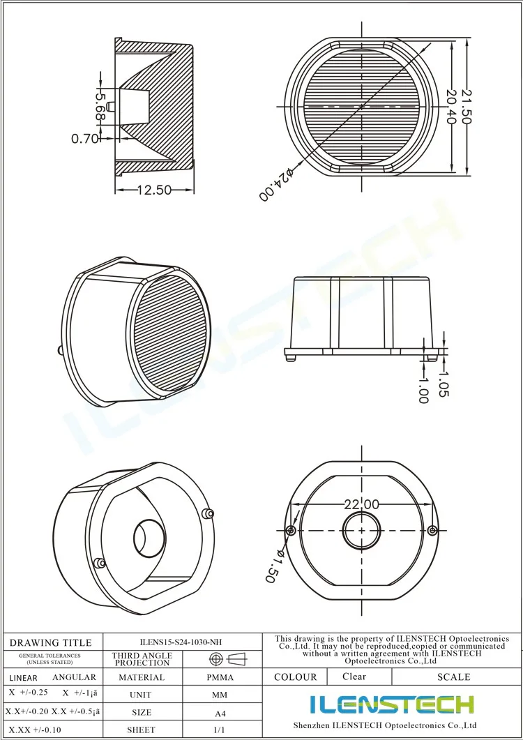 Ilenstech акриловые линзы 10x30 Угол луча 2525 3030 3535 Светодиодные для