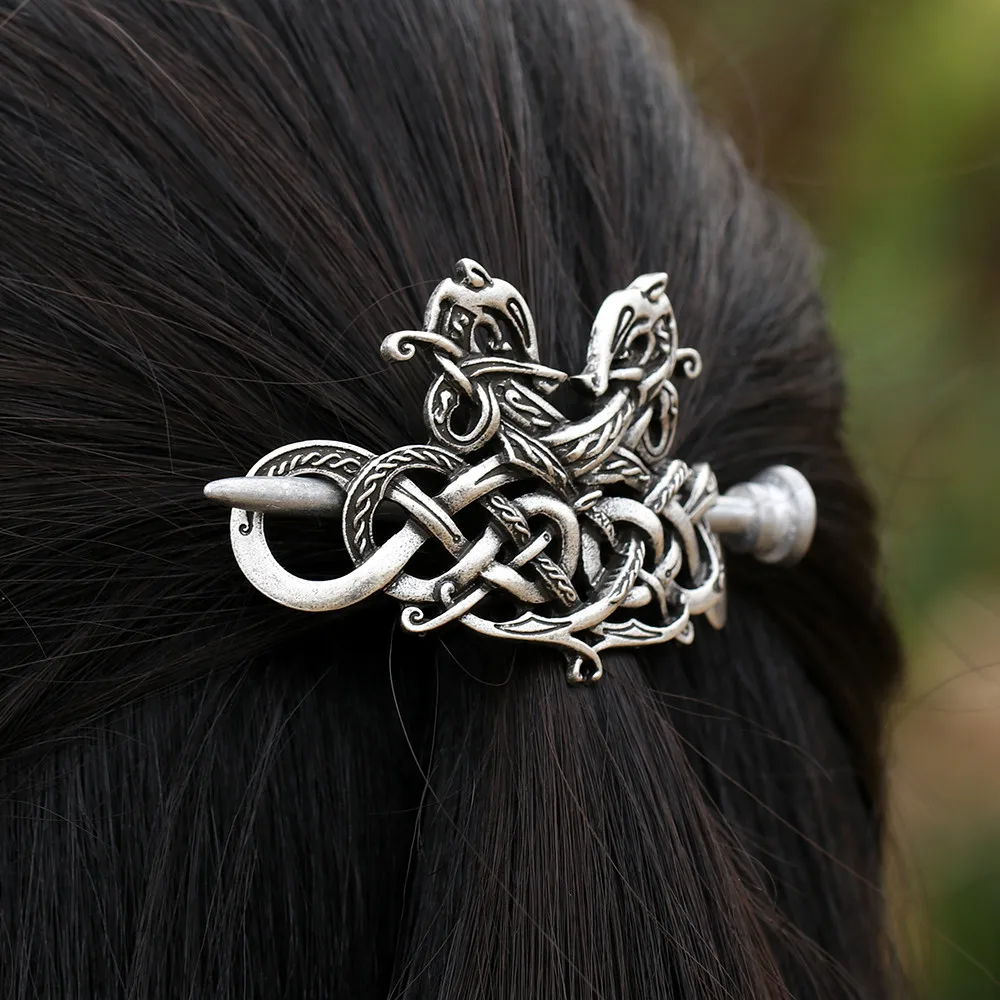 Celtics Knots Viking Runes Dragons Hairpin Stick Slide Metal Hair Clips Jewelry 