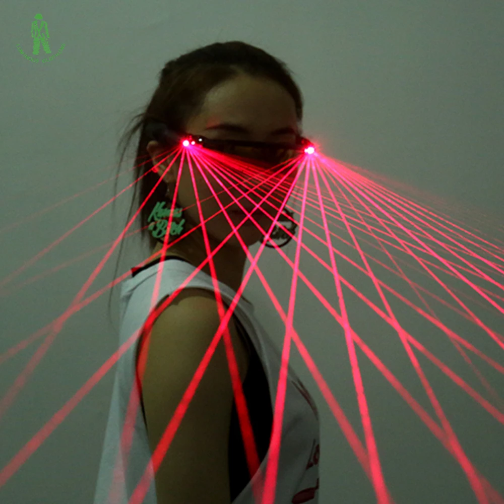 Rechargeable LED Laser Glasses Red Light DJ Club Party Dance Accessories Luminescent Sunglasses Multi Beams Led Clothes Laser