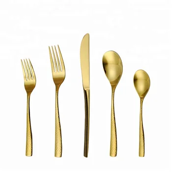 Best hot sale forged flatware stainless steel fancy gold cutlery set for wedding and hotel