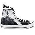Wen Sneakers Hand Painted Shoes Pierce The Veil Design Custom Black High Top Canvas Sneakers Man