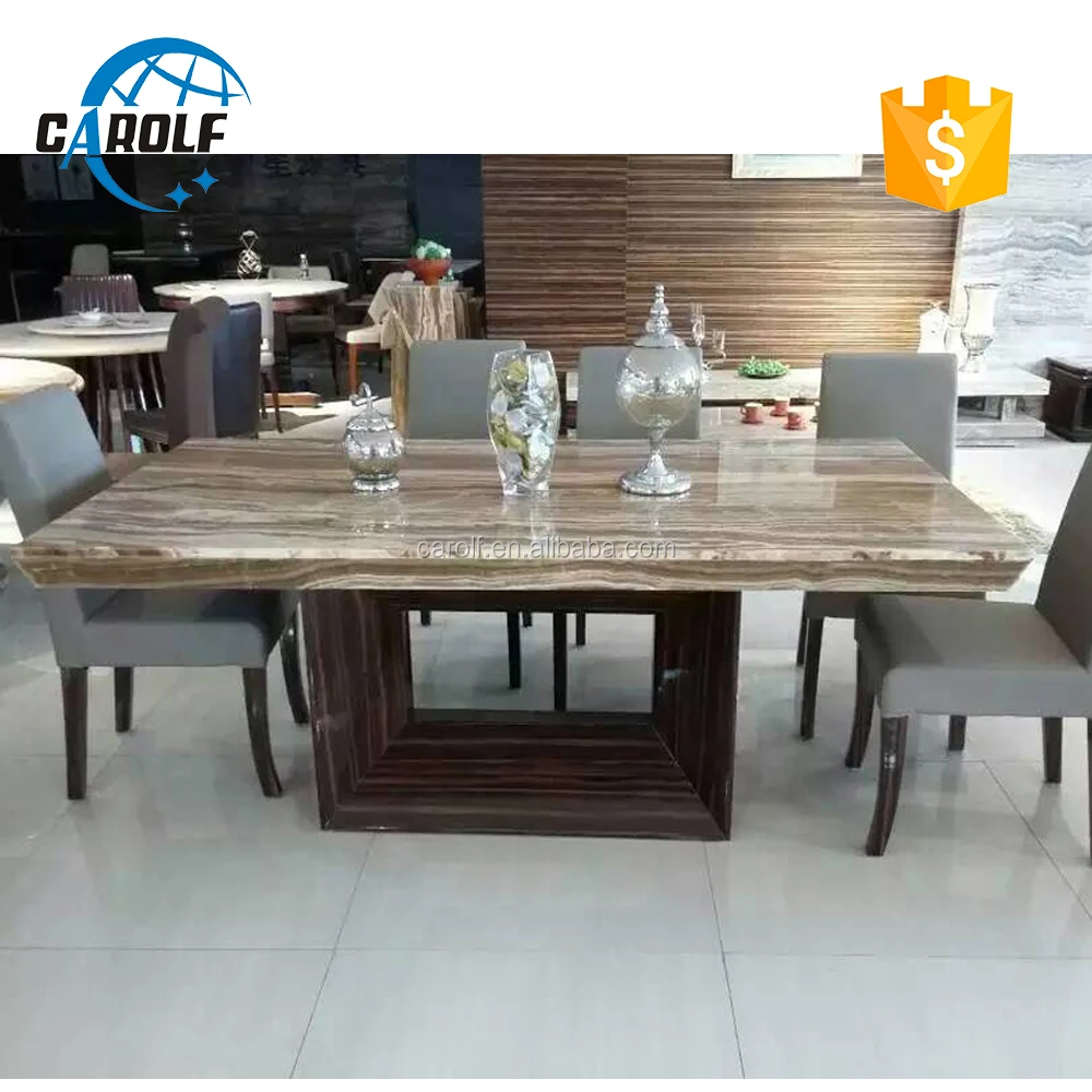 8 Seater Wooden Base Marble Stone Top Dining Table Buy Marble Top