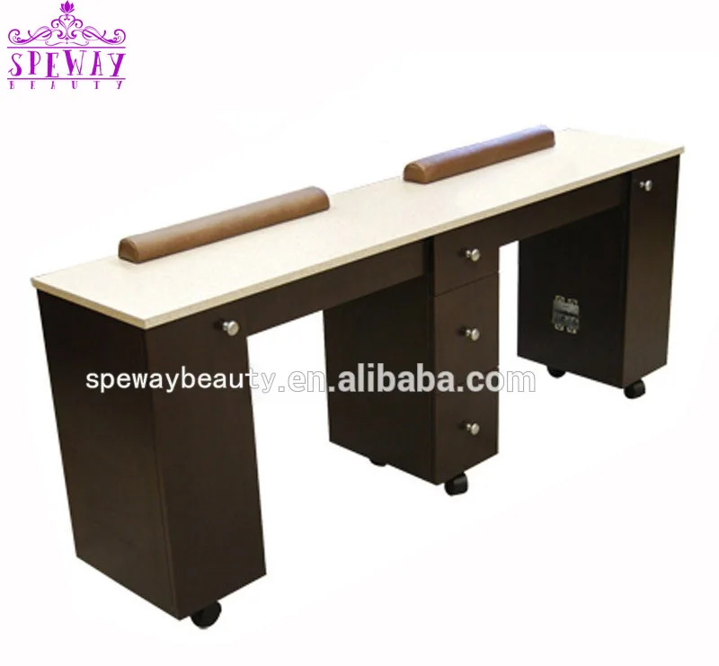 Speway Custom Modern Triple Seaters Manicure Table Simple Marble Top Salon Nail Table Triple Seat Nail Table