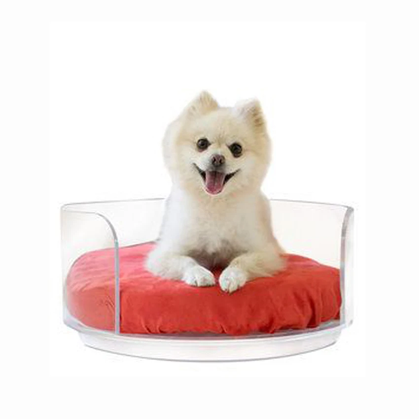 Factory Custom Elegant Luxury Plexiglass Curved Pet Bed Acrylic Dog Bed