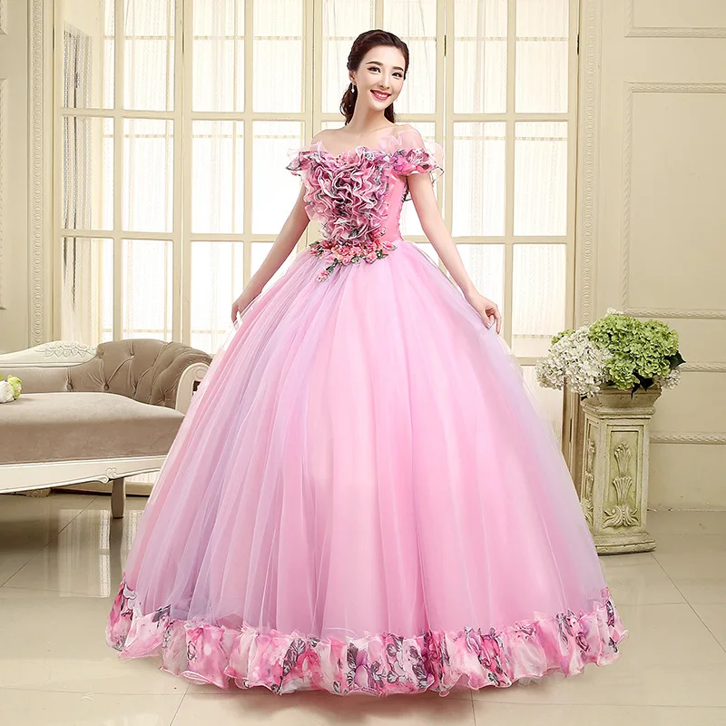 Красивое розовое свадебное платье