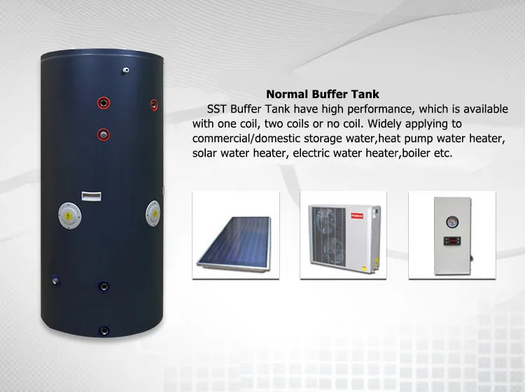 SST custom hot water tank buffer 300 liters stainless steel 2 coil hot water tank