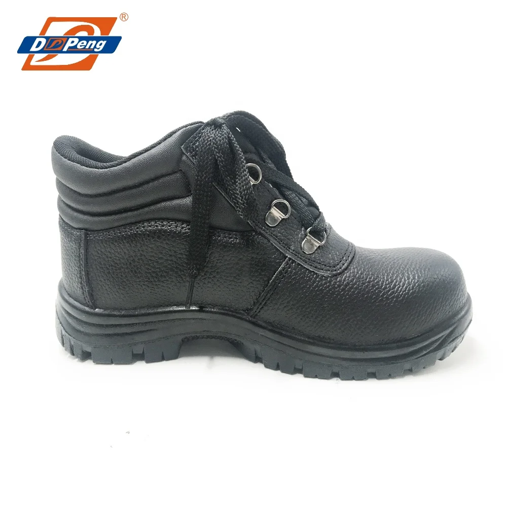 Black action leather steel toe work shoes PU injection sole safety protective boots in Peru Alibaba