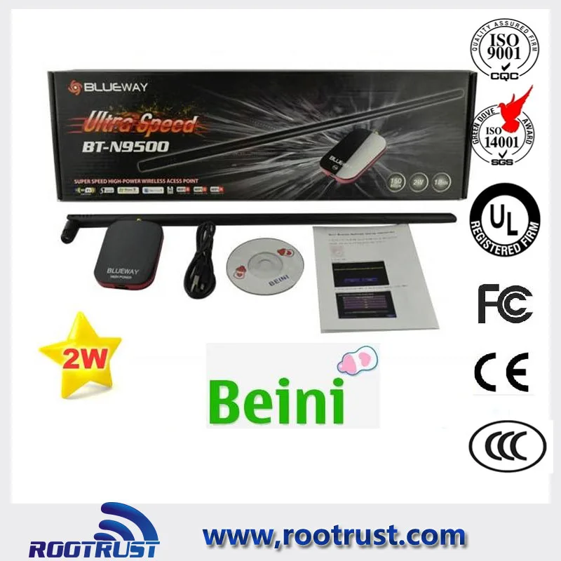 150M High Power Wireless USB Adapter with 9DB Antenna/WIFI Lan Card with 15dBi Directional Antenna BT-N9500