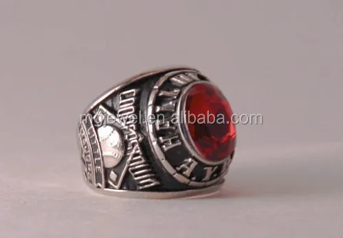 Youth Cooperstown Baseball Ring With Red Stone - Buy Youth