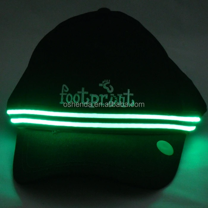 Fashion design cheap baseball caps with led lights with embroidered logo
