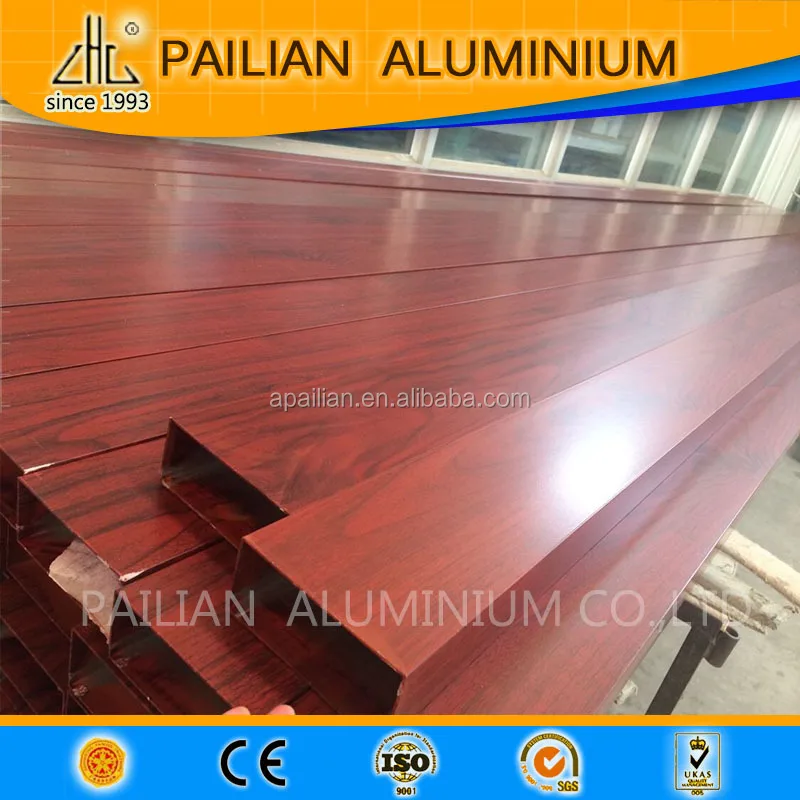 компетенция завод 6063 T5 алюминиевый экструдированный profileswood зерна трубы квадратного сечения профиль