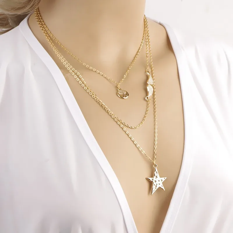 Elegant Simple Necklace with Peace Pendant for Women,Girl Fashion Jewellery 