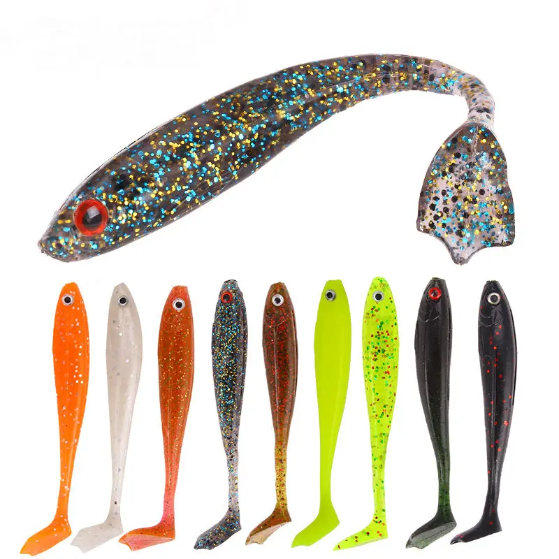 Pêche,Ver en silicone avec odeur de poisson,leurres de pêche souples,9