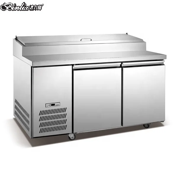 Binliac 2 door Pizza prep work table 1.5m Stainless Steel Refrigerator  commercial use