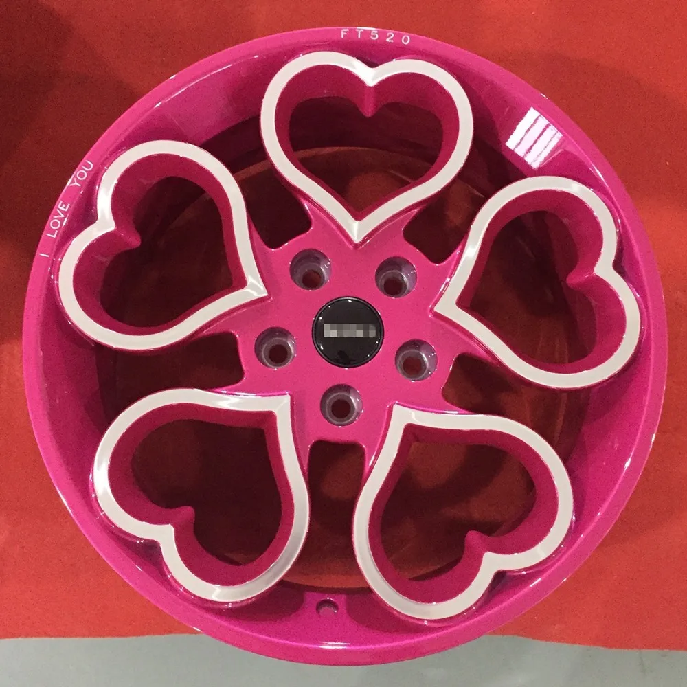Pengzhen Custom 4x100 Pink Car Rims With Hearts Shape Alloy Wheels 16