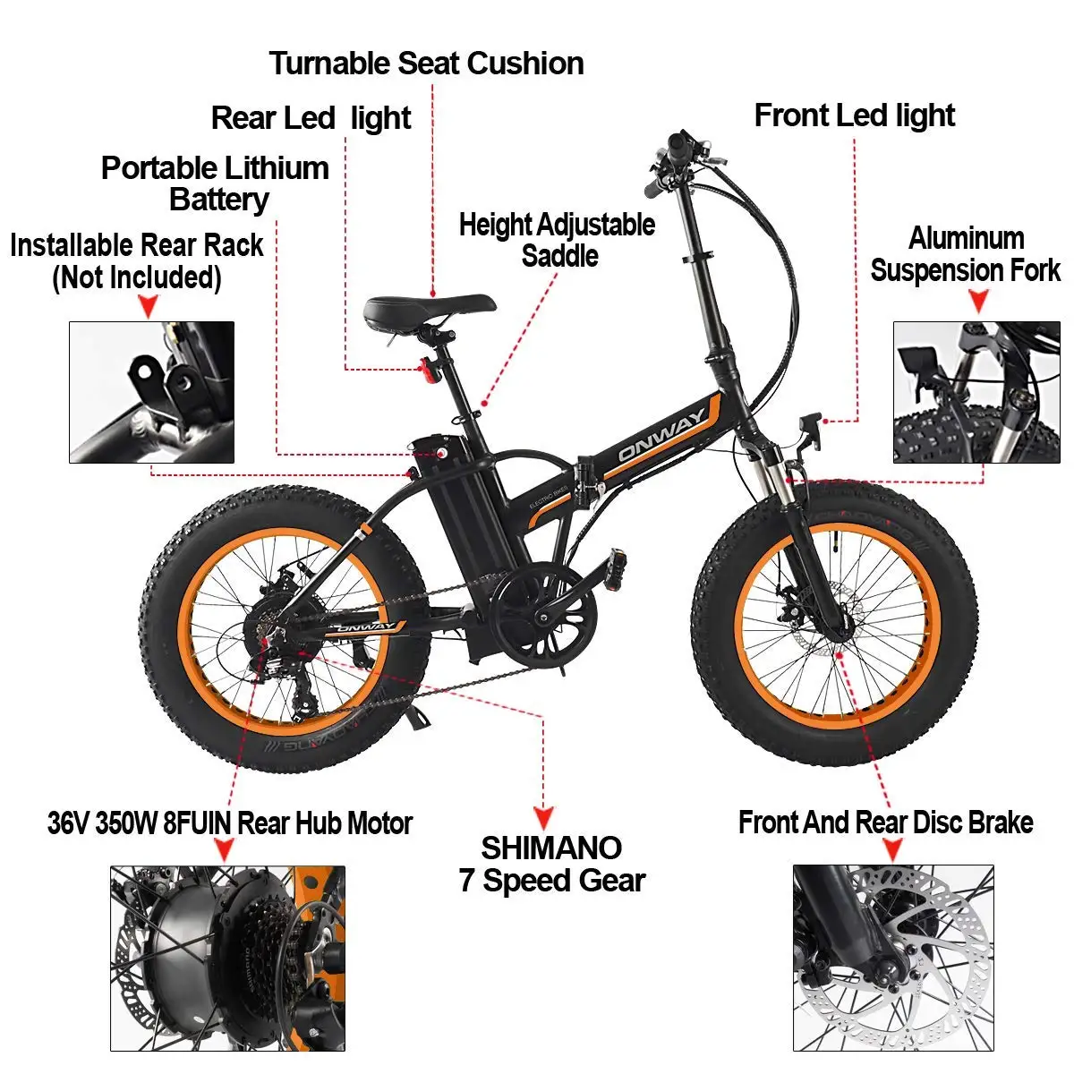 onway folding fat tire ebike