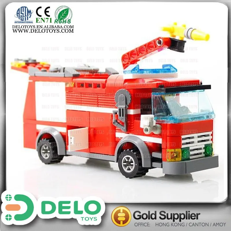 торгового plastick строительные блоки игрушка пожарная машина соберите игрушки пожарный автомобиль