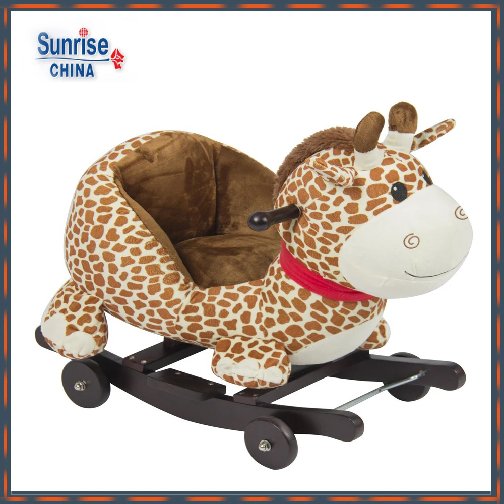 60*33*45cm Lovely Giraffe Animal Rocker W/ Wheels Children's Ride on Toy  Plush Rocking Chair Plush Giraffe Rocking Animal