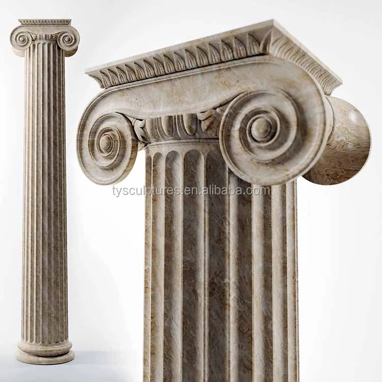 Classic Roman Ionic Order Style Hand Made Natural Stone Marble Columns Pillars for Construction Building House Decoration