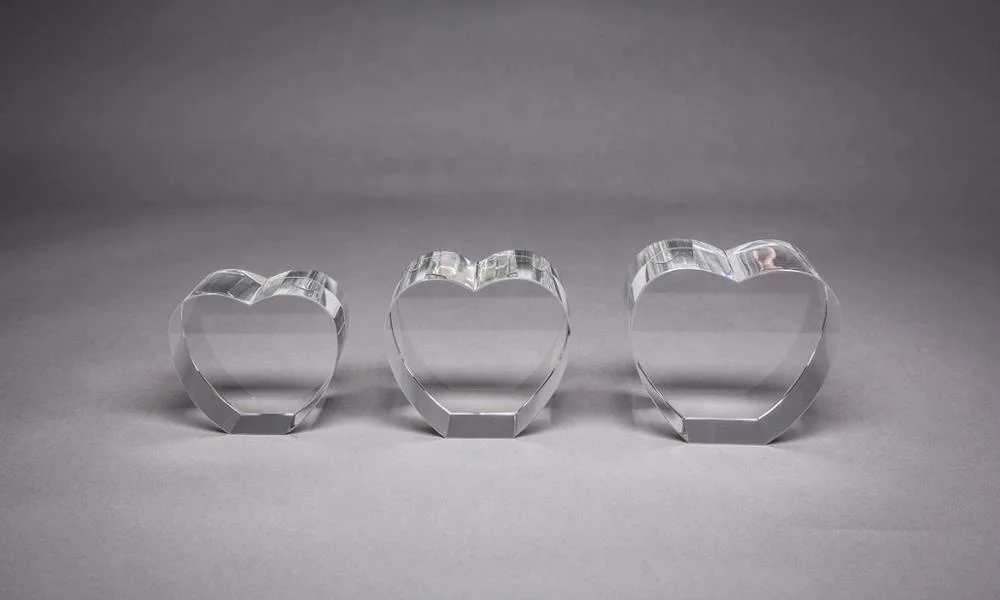 3D лазерные подарки один средний 3D индивидуальный фото-кристаллический блок в форме сердца деловой сувенир подарок