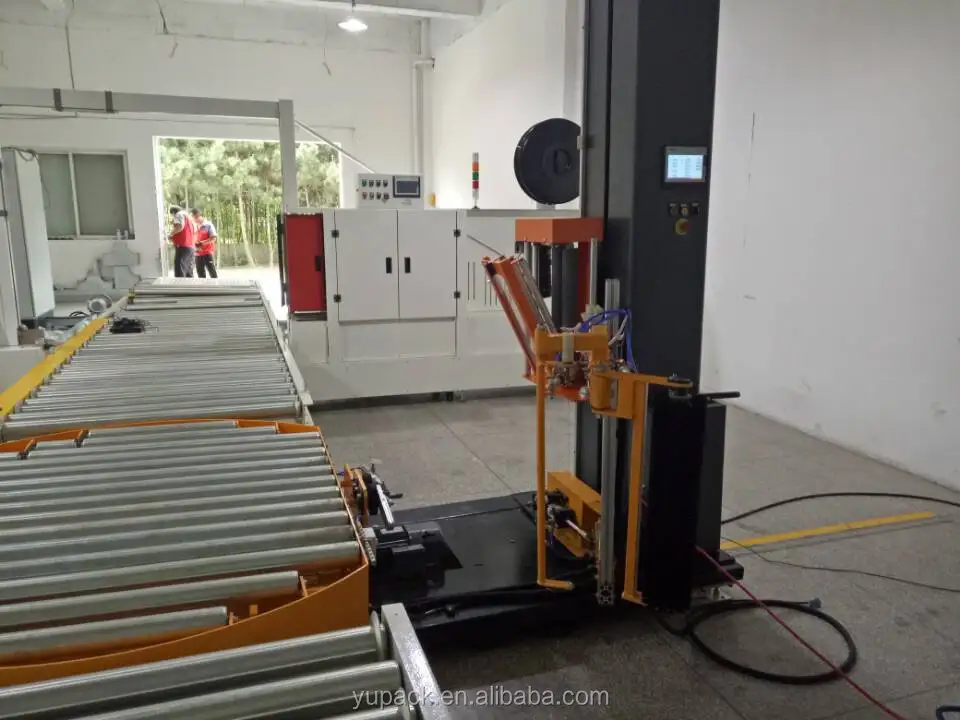 Fully Automatic in Line Pallet Wrap Machine with Pallet Strapping Machine