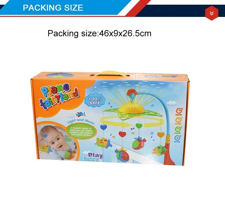 Вращающийся детский музыкальный колокольчик с проекцией для кроватки и самолета