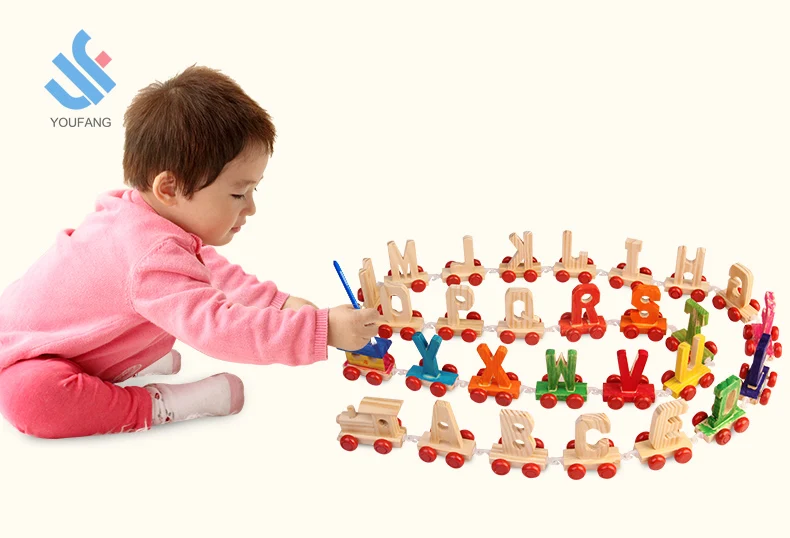 YF-D328 высокое качество деревянные поделки Английский алфавит игрушечных машинках для детей woodentoy