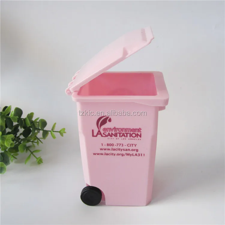 Plastic  Mini Garbage Bin WWith Wheel Green Earth Sanitation