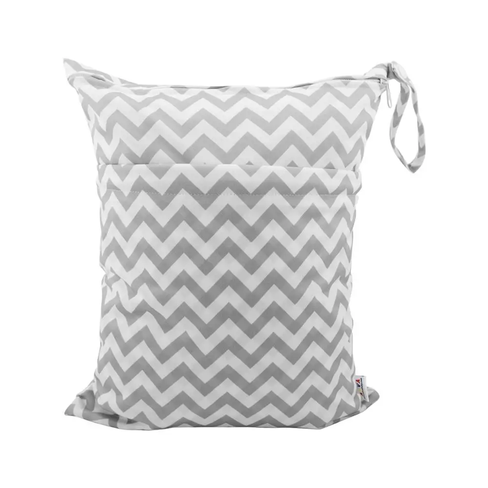 Cloth Diaper Wet Dry Bags Waterproof Reusable with Two Zippered Pockets|Travel Beach Pool Daycare Soiled Baby Items Yoga Gym