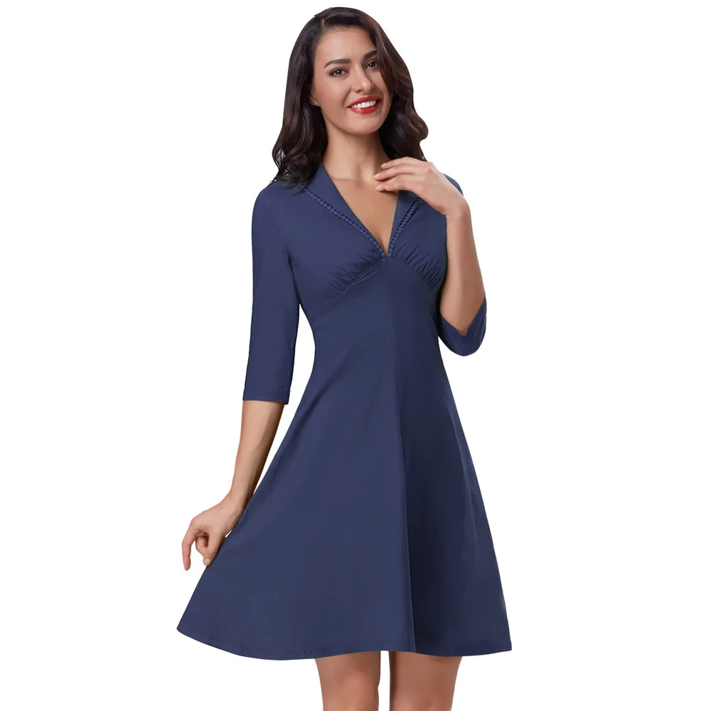 robe trapeze bleu marine