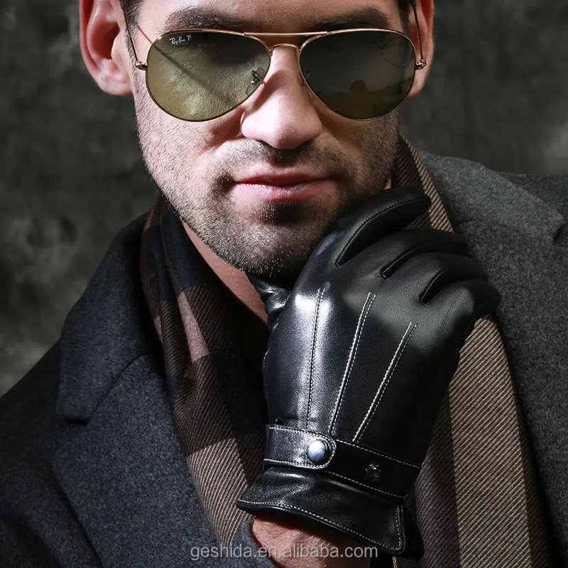 Großhandel Fahrer Herren Leder Winter handschuhe mit Touchscreen