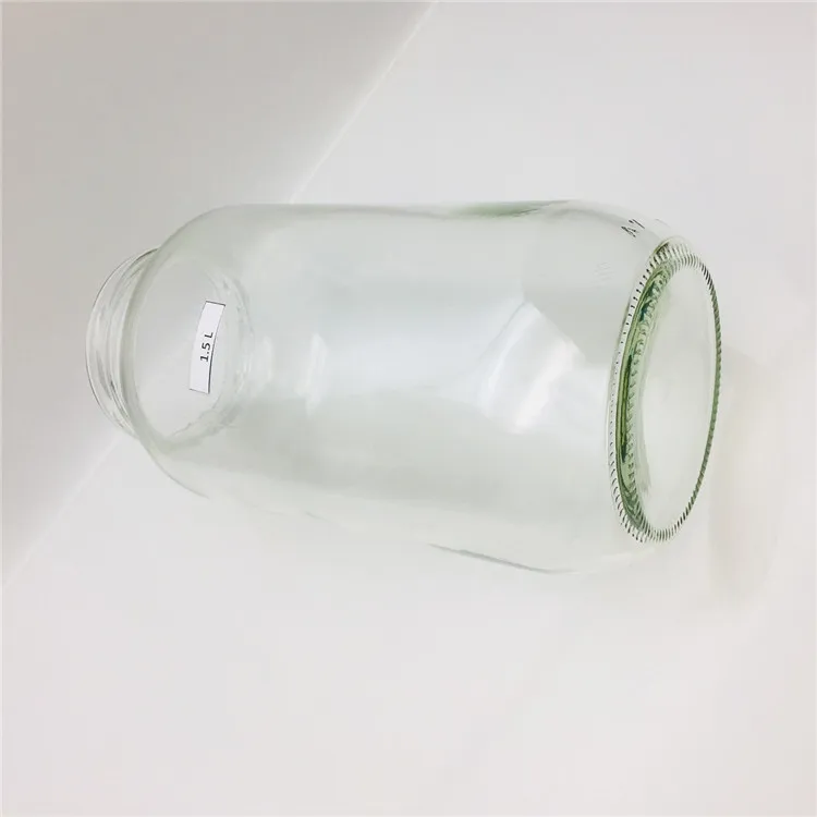 1.5L 1500ml Round Glass Jar with 82mm Lid: Ideal for Coconut Oil and  Vegetable Pickles