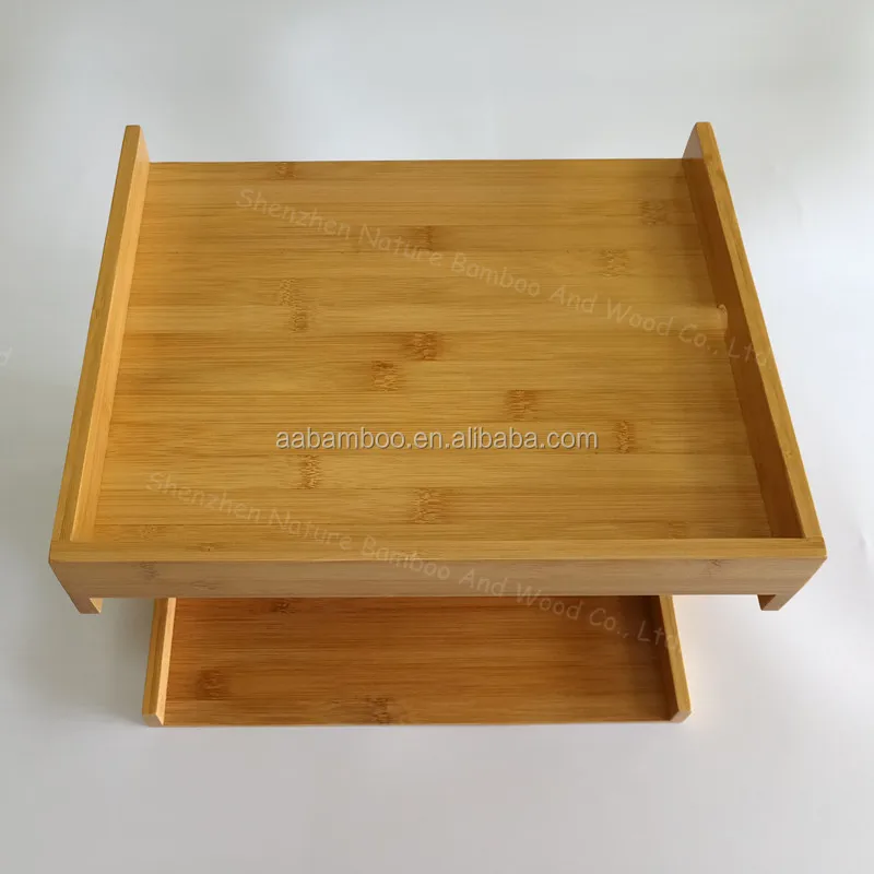Wood Bamboo Bunk Buddy Bedside Shelf Double Layer Caddy Tray Headboard Shelf As Bedside Table