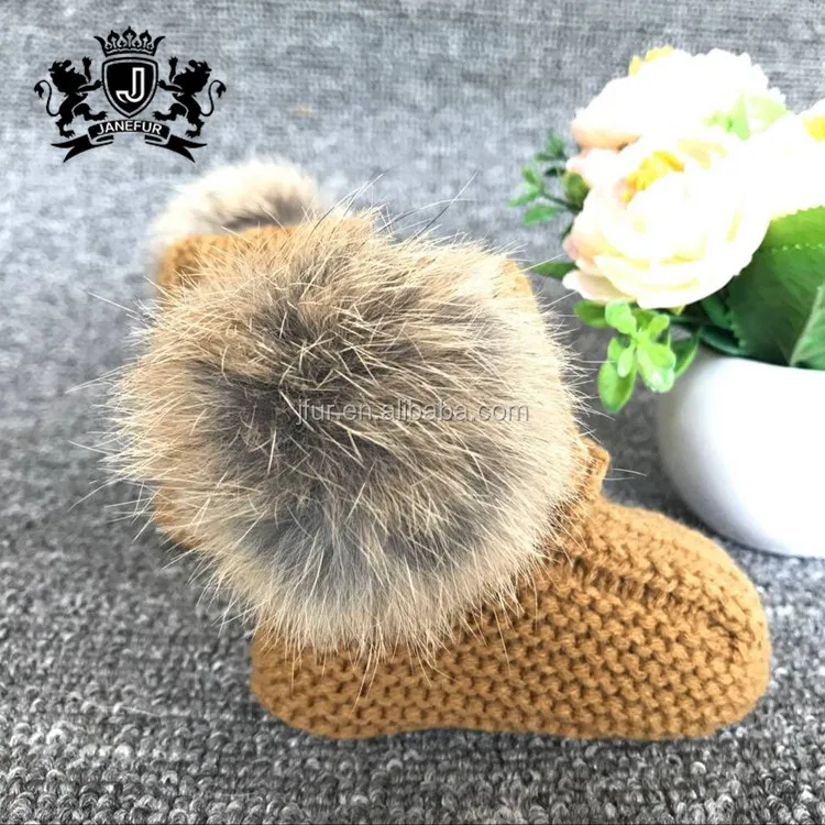 Различные цвета в наличии детская обувь кроличьи меховые шарики вязанные крючком детские туфли для девочек