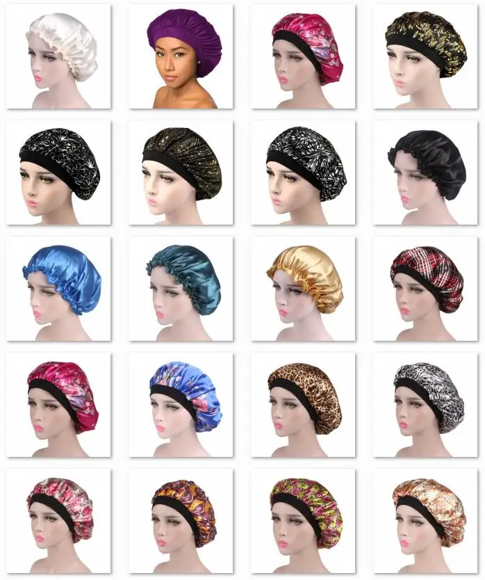 Wholesale Designer Hair Bonnets Custom Logo Silk Night Cap and Bag