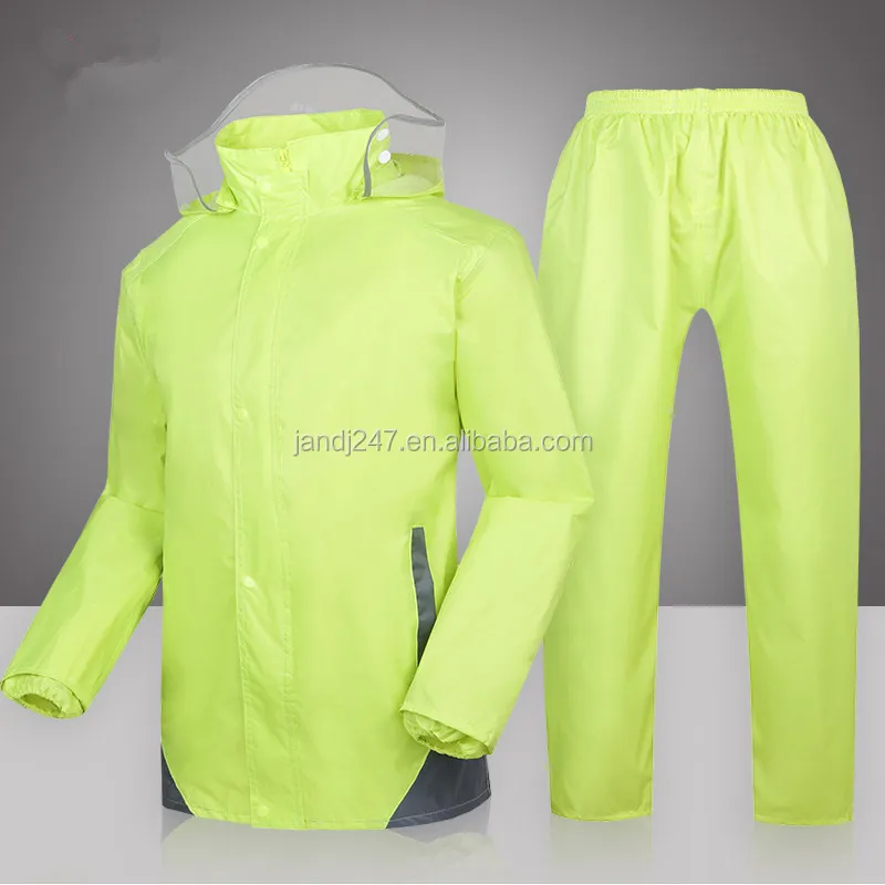 Windproof Cuffs Work PVC Rain Suit Hidden Hat PVC Raincoat PU Rainwear