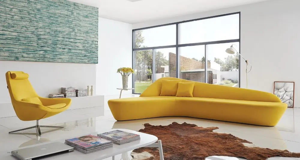 Nordic Unique Design Yellow L Shape Sofa