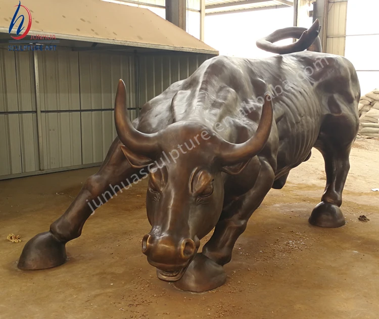 Outdoor Life Size Animal Wall Street Brass Bronze Bull Statue Sculpture